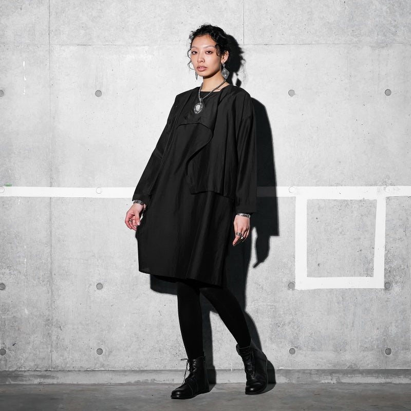 Cotton Silk Drape Collar Jacket