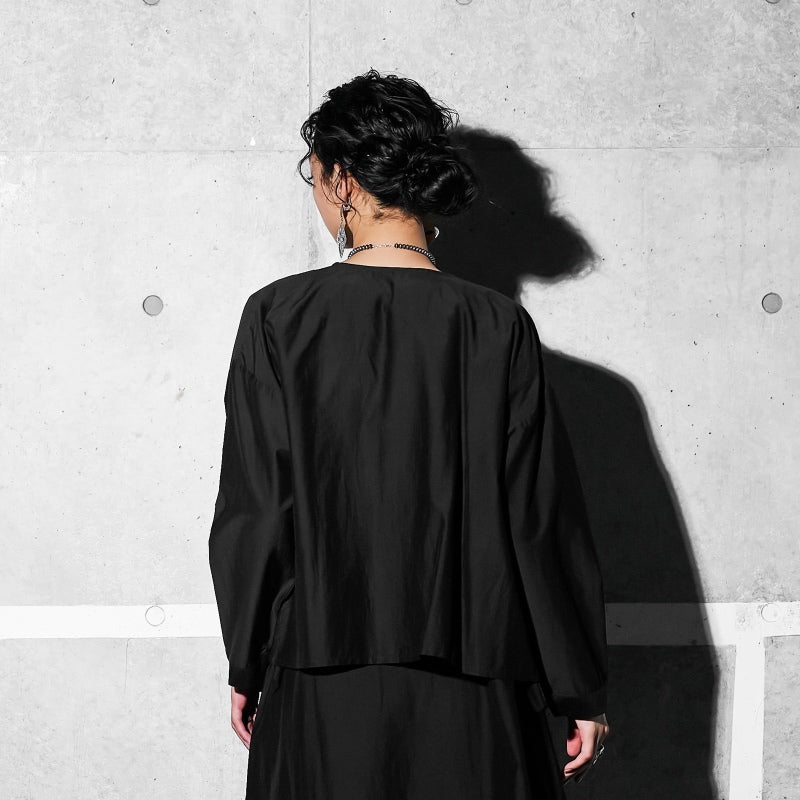 Cotton Silk Drape Collar Jacket