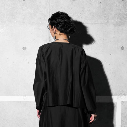 Cotton Silk Drape Collar Jacket