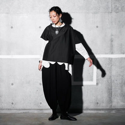 Cotton Silk Scallop Blouse