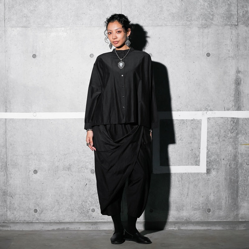 Cotton Silk Drop Sleeve Wide Blouse