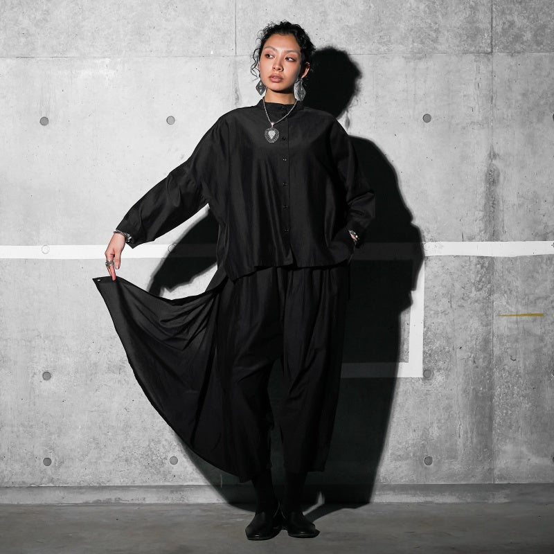 Cotton Silk Drop Sleeve Wide Blouse