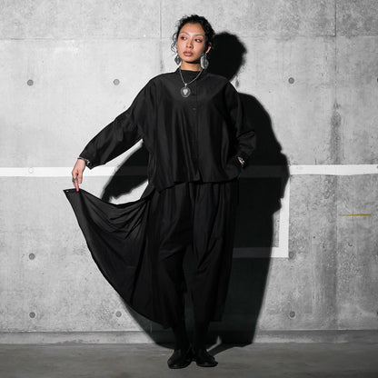 Cotton Silk Drop Sleeve Wide Blouse