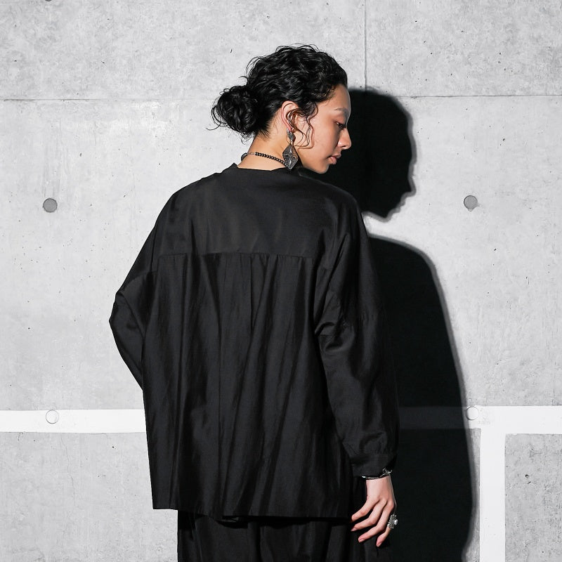 Cotton Silk Drop Sleeve Wide Blouse