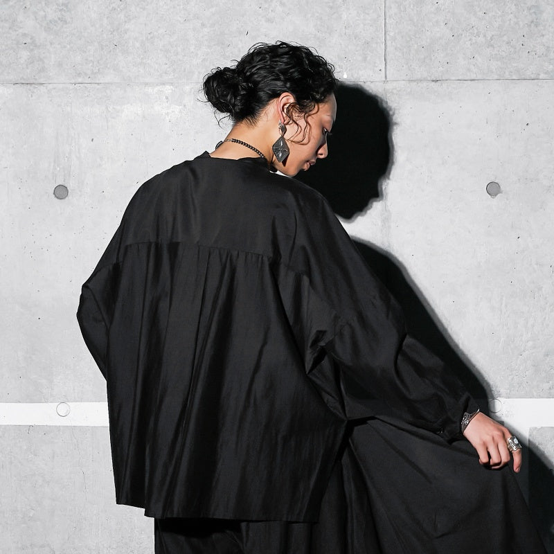 Cotton Silk Drop Sleeve Wide Blouse