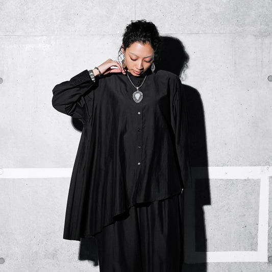 Cotton Silk Round Shirt Blouse