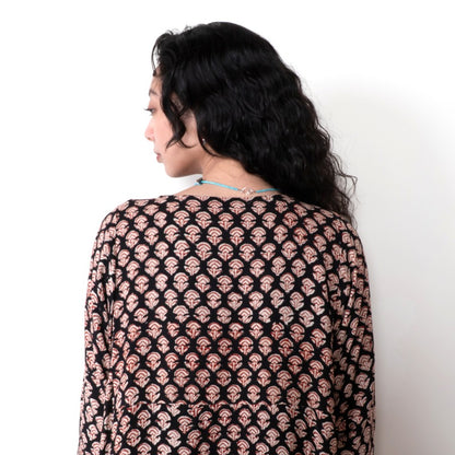Afghan Style Embroidery + Print Front-Opening Dress