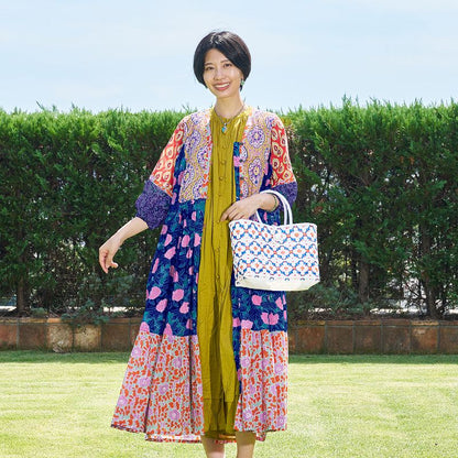 Cotton Block Print Front Open Dress