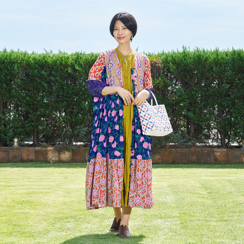 Cotton Block Print Front Open Dress
