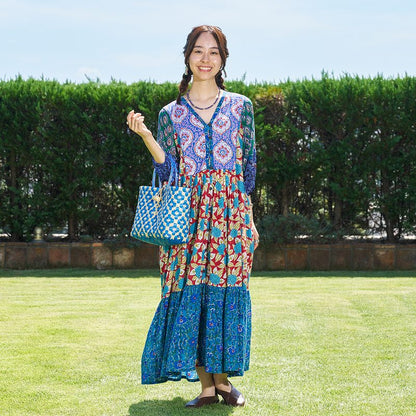Cotton Block Print Front Open Dress