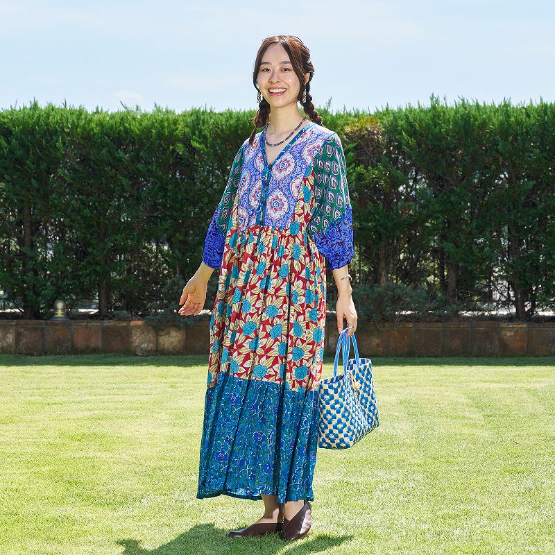 Cotton Block Print Front Open Dress