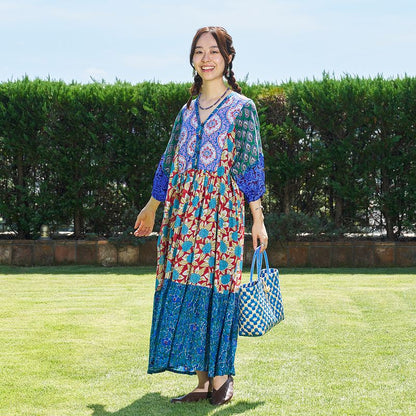 Cotton Block Print Front Open Dress