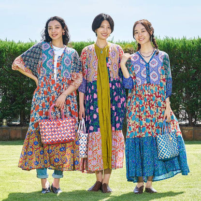 Cotton Block Print Front Open Dress
