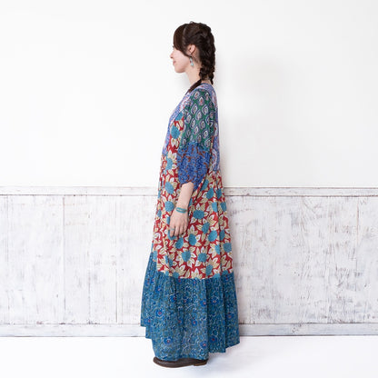 Cotton Block Print Front Open Dress