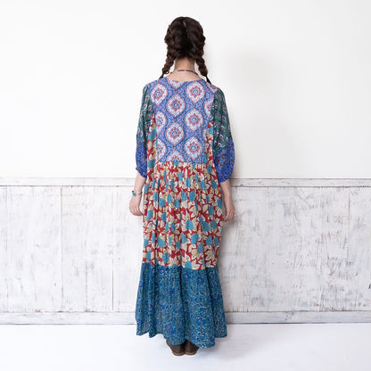 Cotton Block Print Front Open Dress