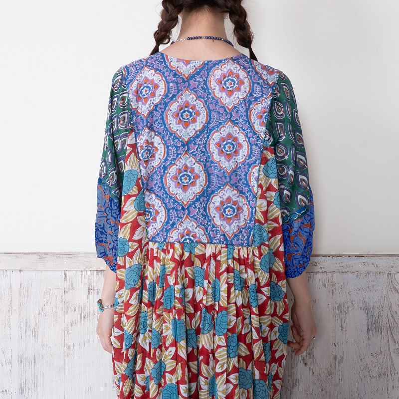 Cotton Block Print Front Open Dress