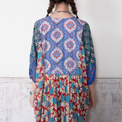 Cotton Block Print Front Open Dress