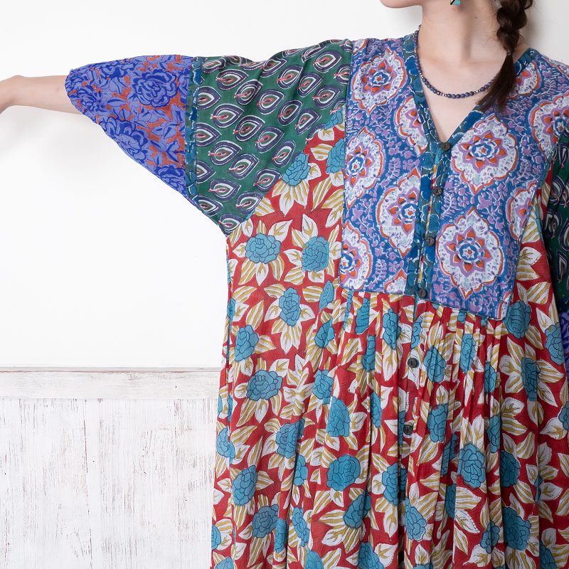 Cotton Block Print Front Open Dress