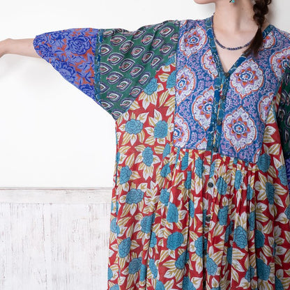 Cotton Block Print Front Open Dress