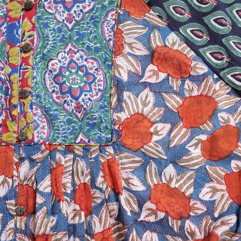 Cotton Block Print Front Open Dress