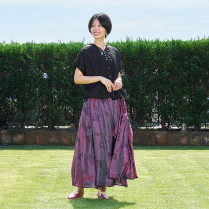 Lurex Stripe Gathered Blouse