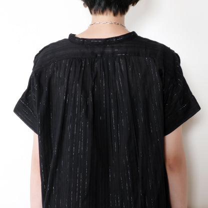 Lurex Stripe Gathered Blouse