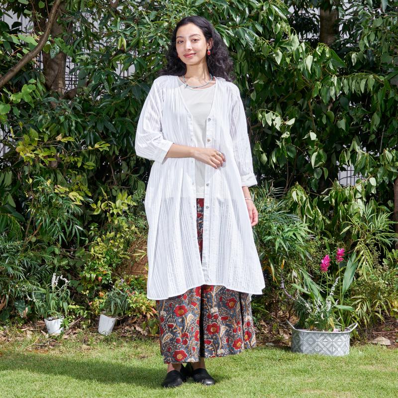 Lurex Stripe Raglan Long Blouse