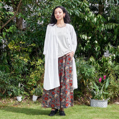 Lurex Stripe Raglan Long Blouse