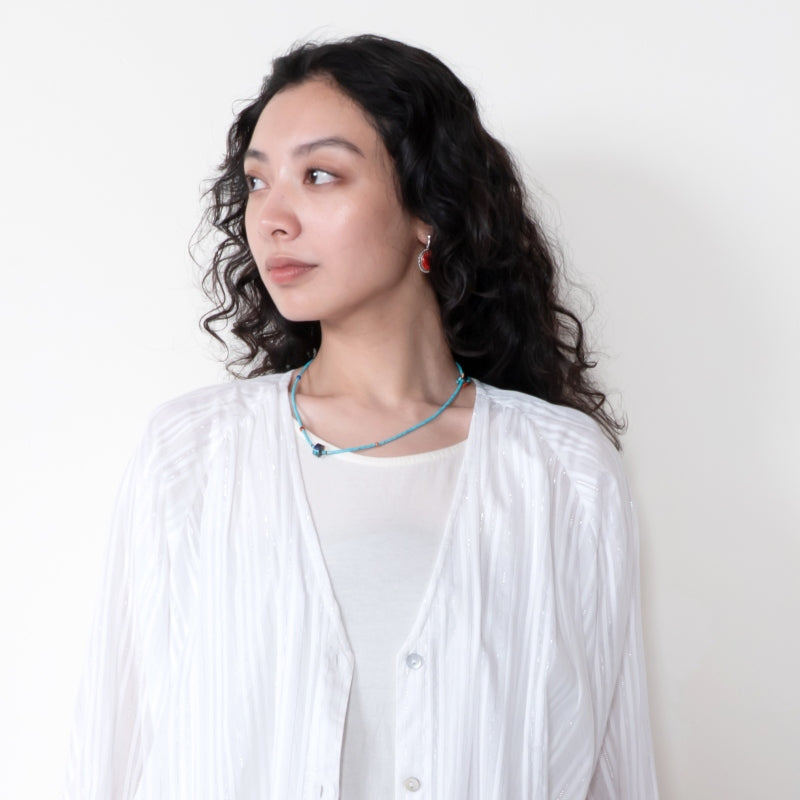 Lurex Stripe Raglan Long Blouse