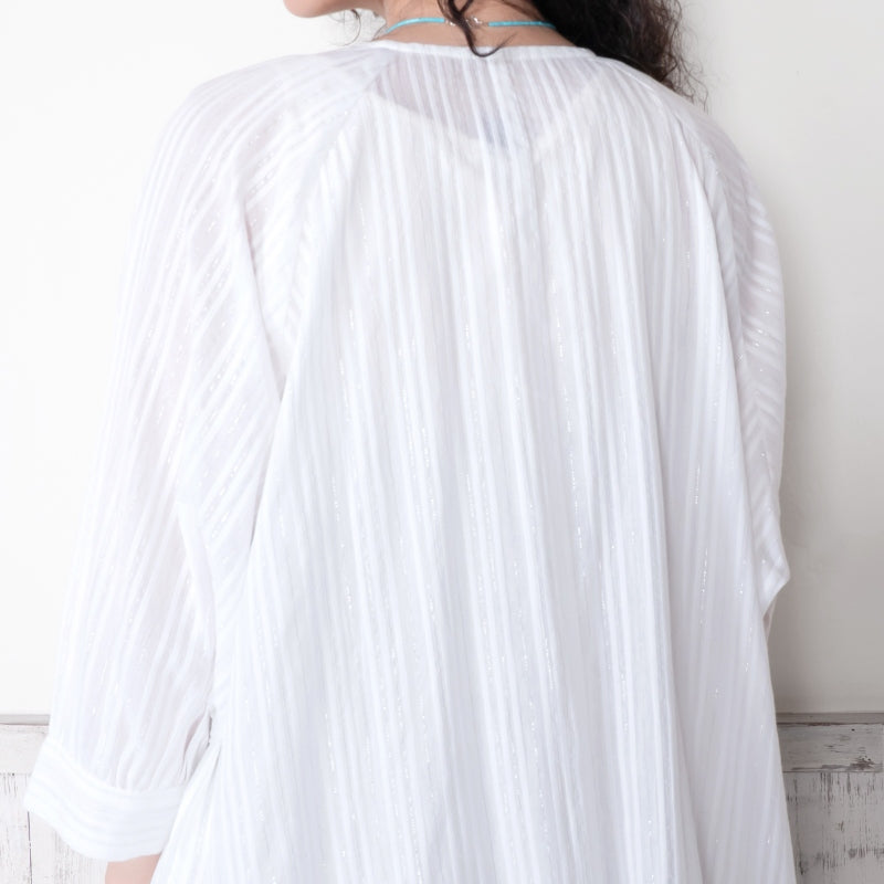 Lurex Stripe Raglan Long Blouse
