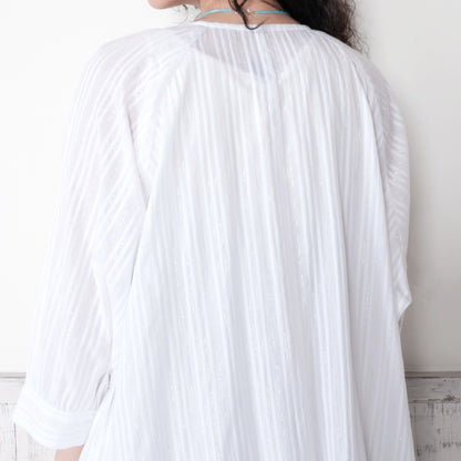 Lurex Stripe Raglan Long Blouse