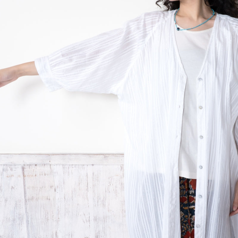 Lurex Stripe Raglan Long Blouse