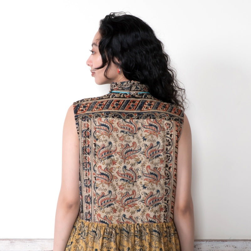 Kalamkari Tiered Front Open Dress