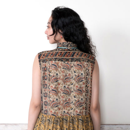 Kalamkari Tiered Front Open Dress