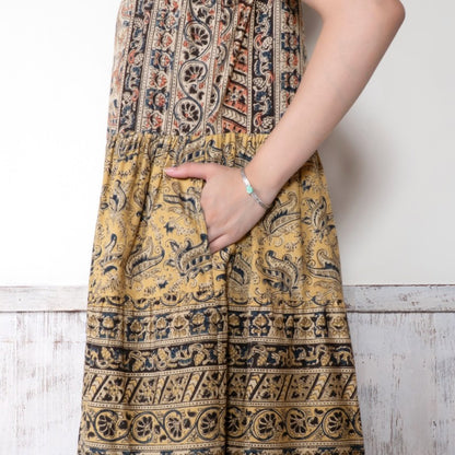 Kalamkari Tiered Front Open Dress