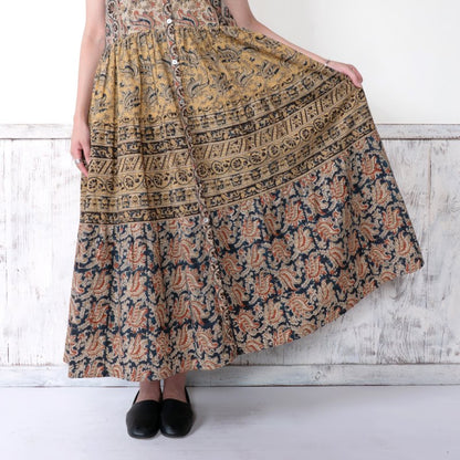 Kalamkari Tiered Front Open Dress