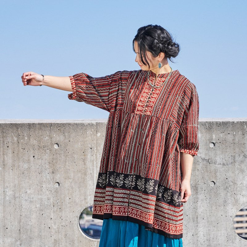 Bagru Panel Print Blouse
