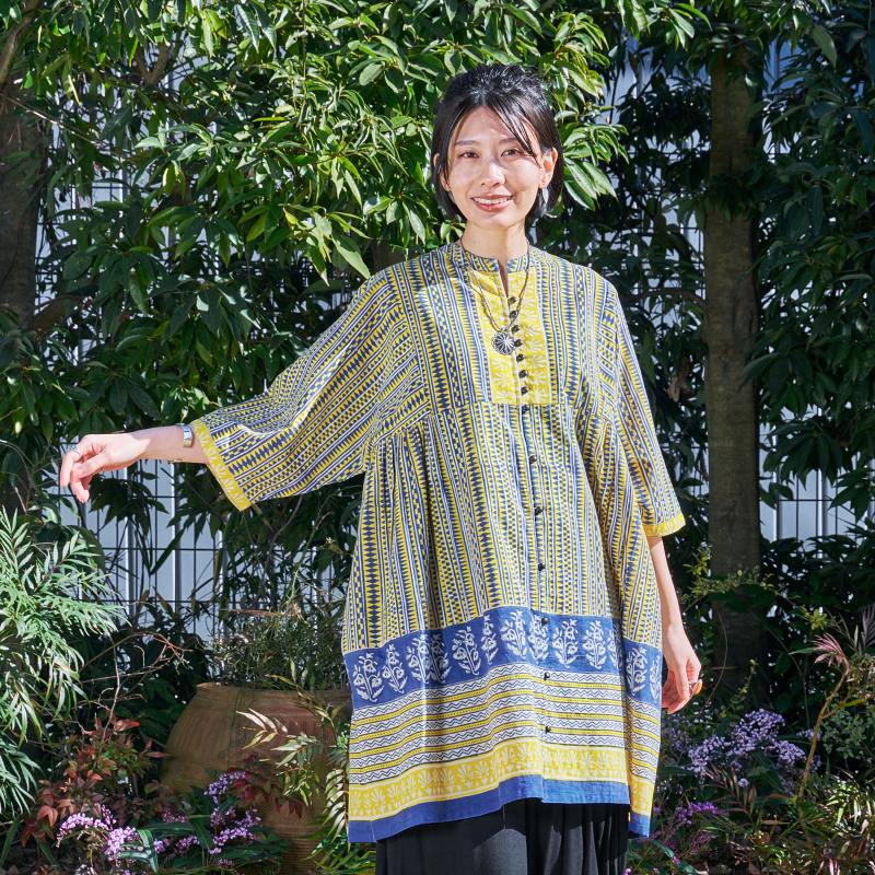 Bagru Panel Print Blouse