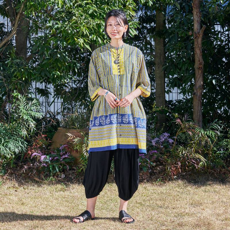 Bagru Panel Print Blouse