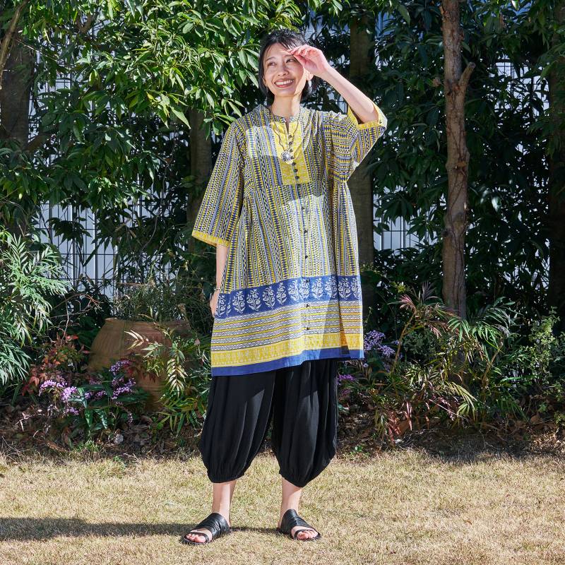 Bagru Panel Print Blouse