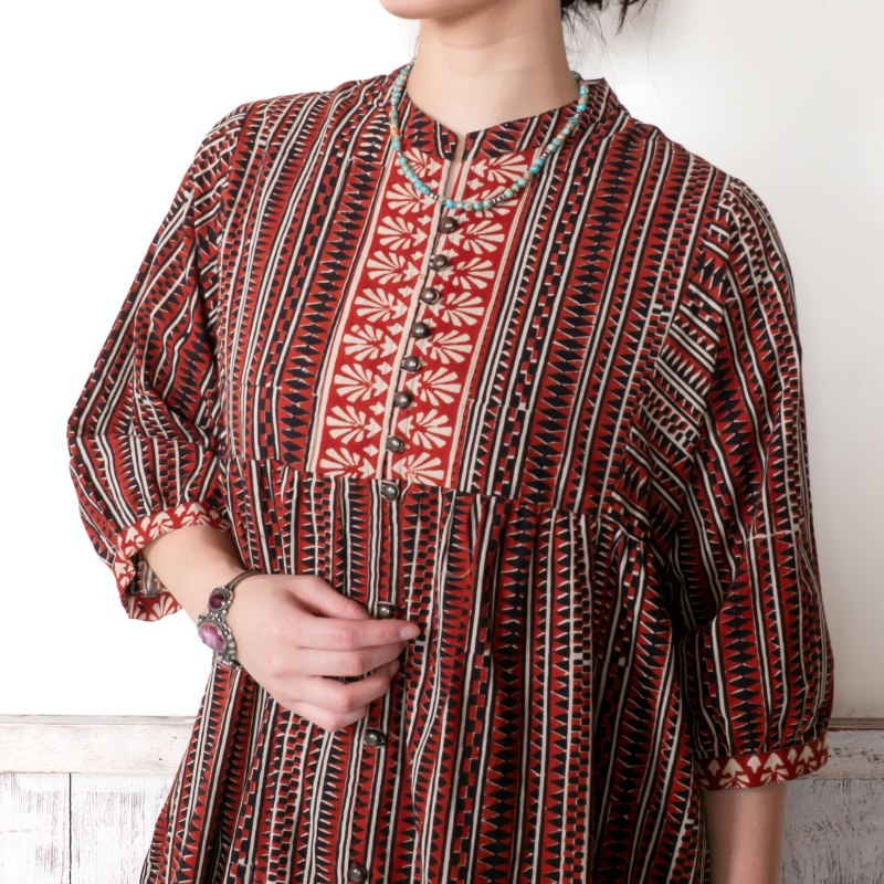 Bagru Panel Print Blouse