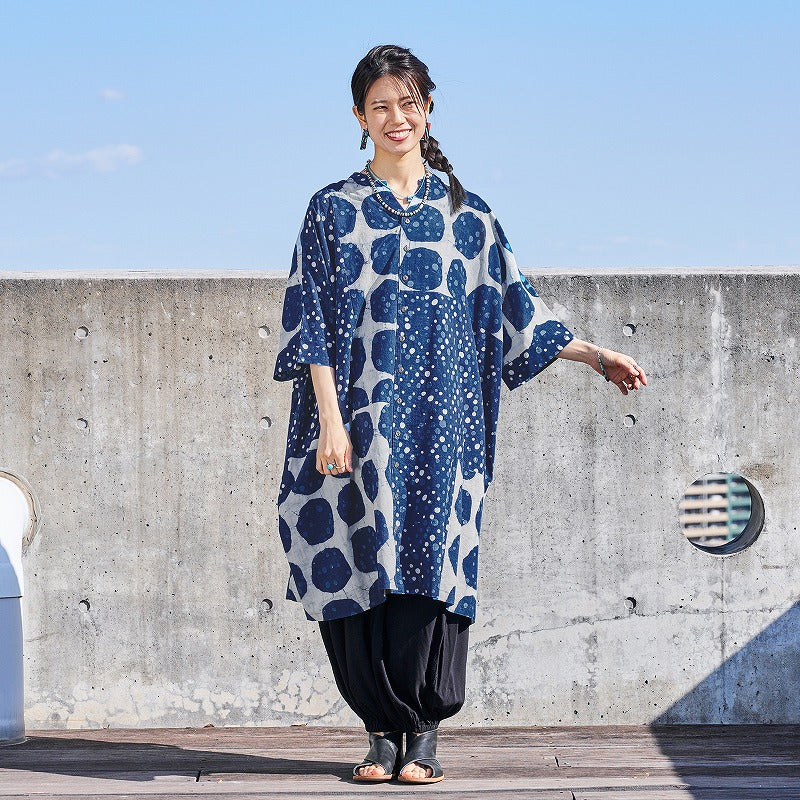 Dub Dot Print Button-Front Dress