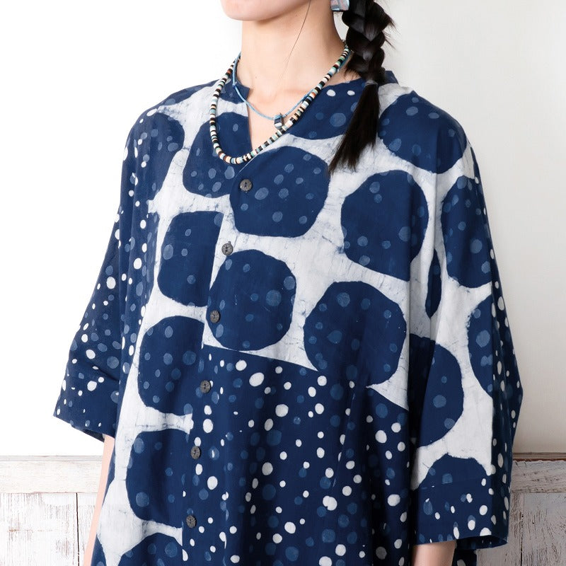 Dub Dot Print Button-Front Dress