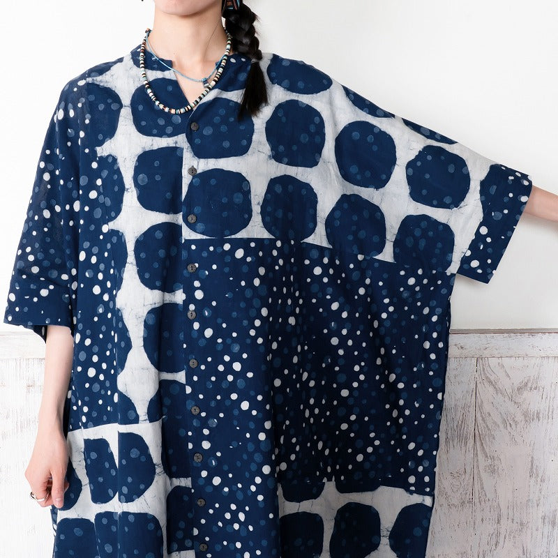 Dub Dot Print Button-Front Dress