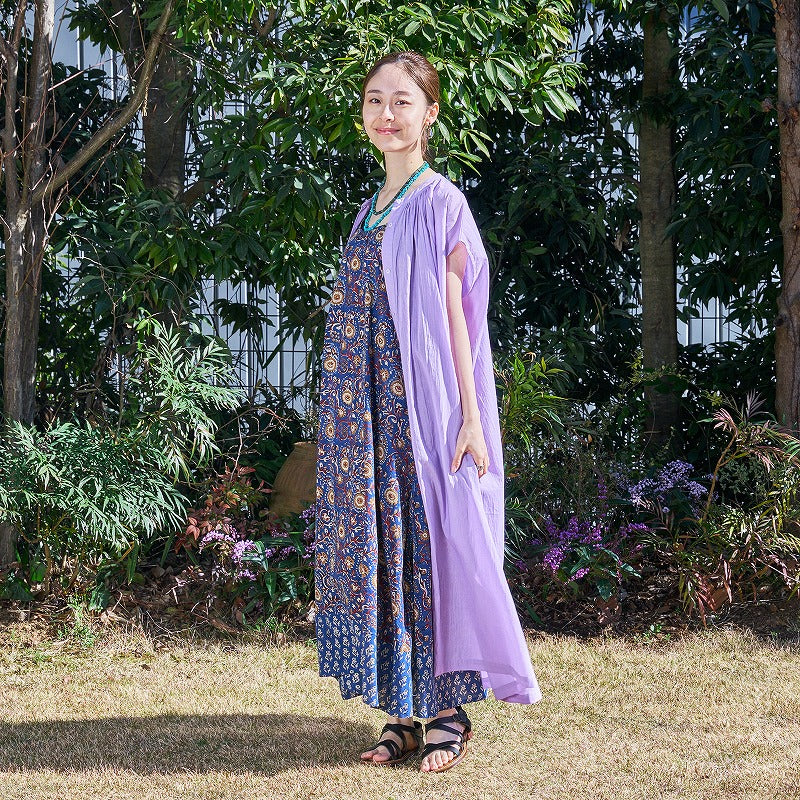 Cotton Voile Gathered Front-Opening Dress