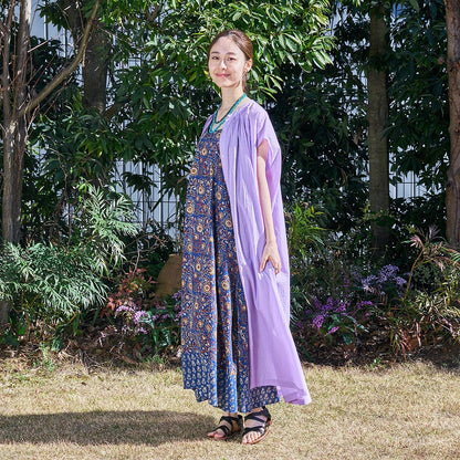 Cotton Voile Gathered Front-Opening Dress