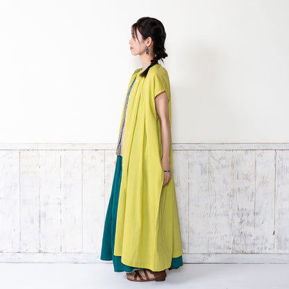 Cotton Voile Gathered Front-Opening Dress