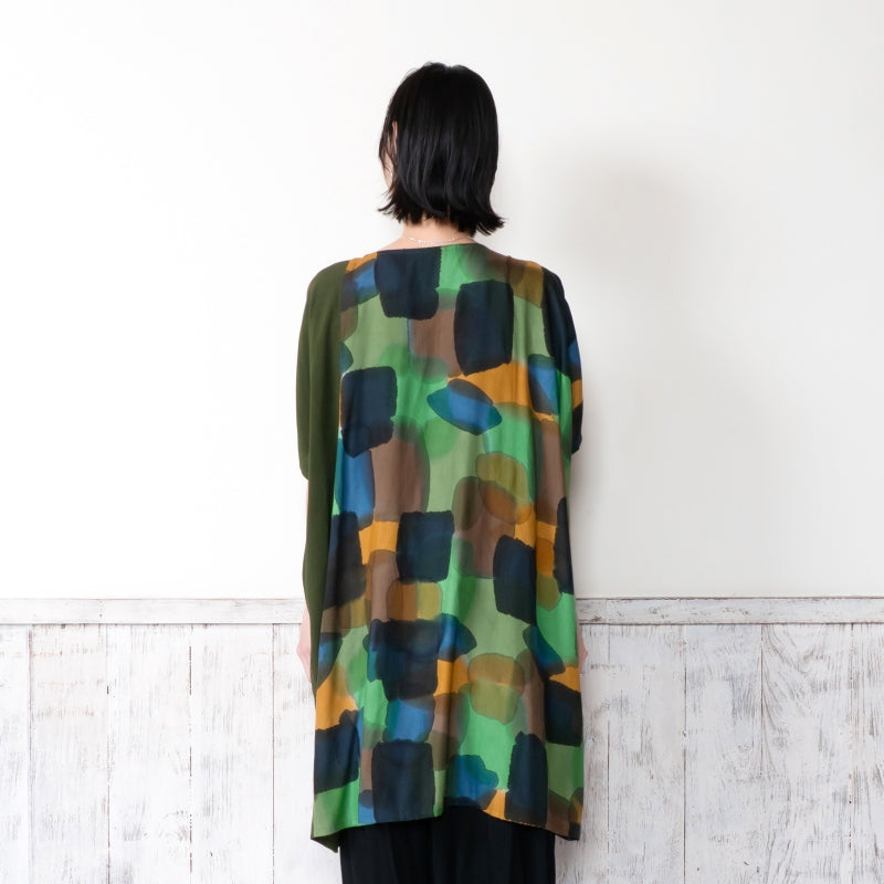 Hand-Painted x Solid Long Blouse