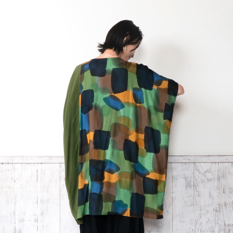 Hand-Painted x Solid Long Blouse