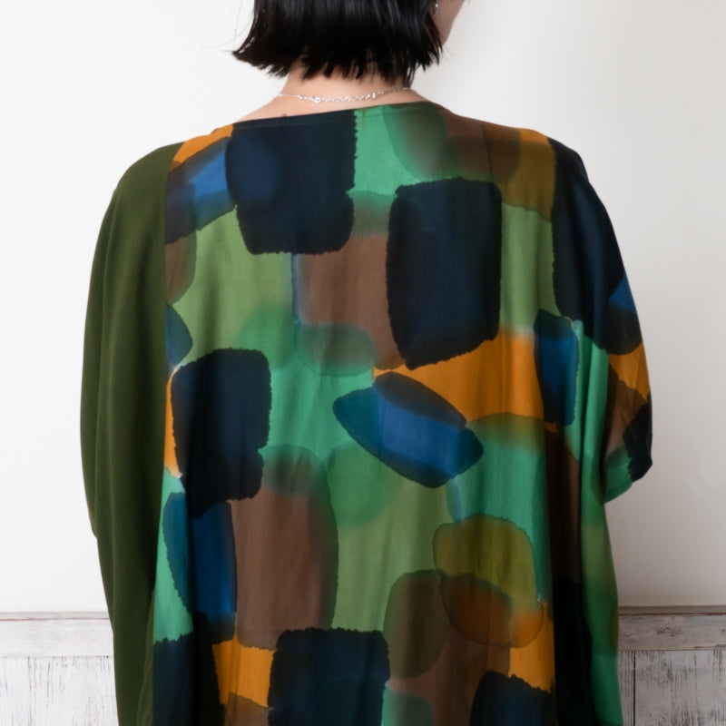 Hand-Painted x Solid Long Blouse